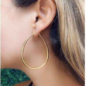 NWT 18K gold filled 2" teardrop hoops